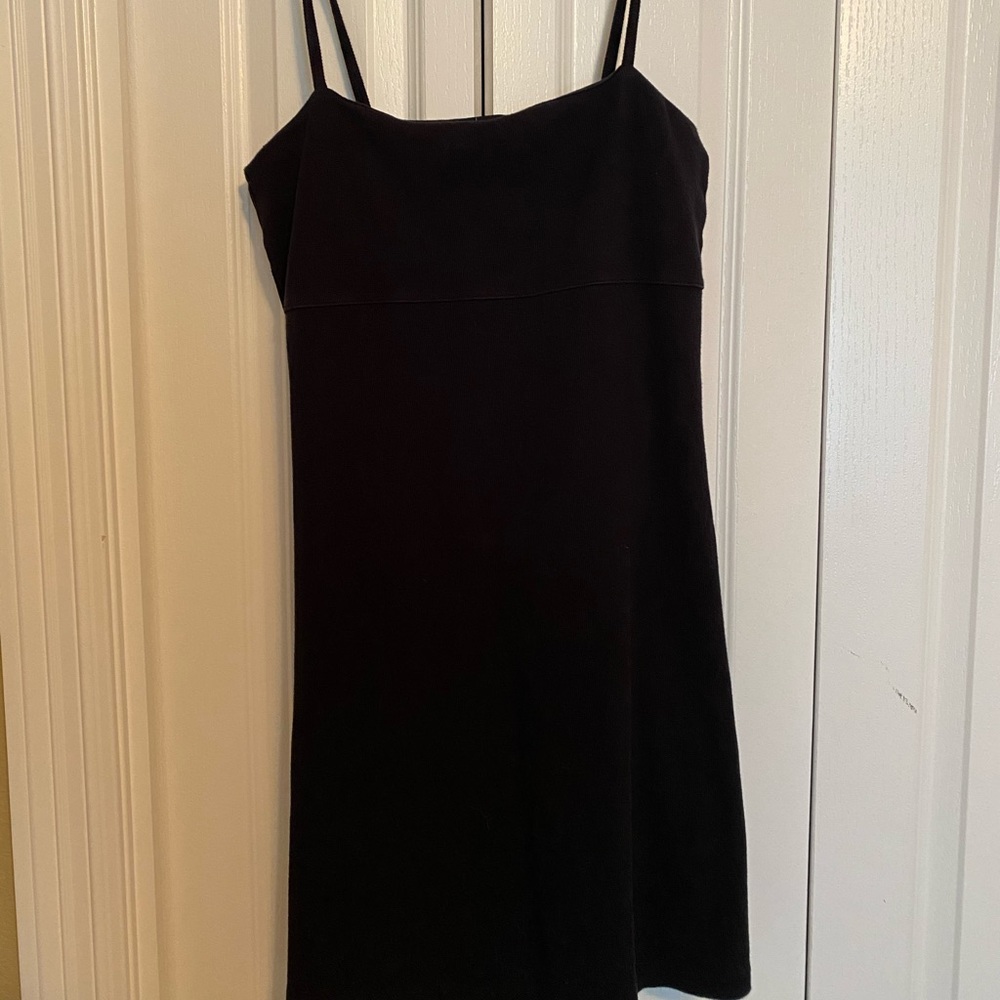 Spaghetti strap black mini dress